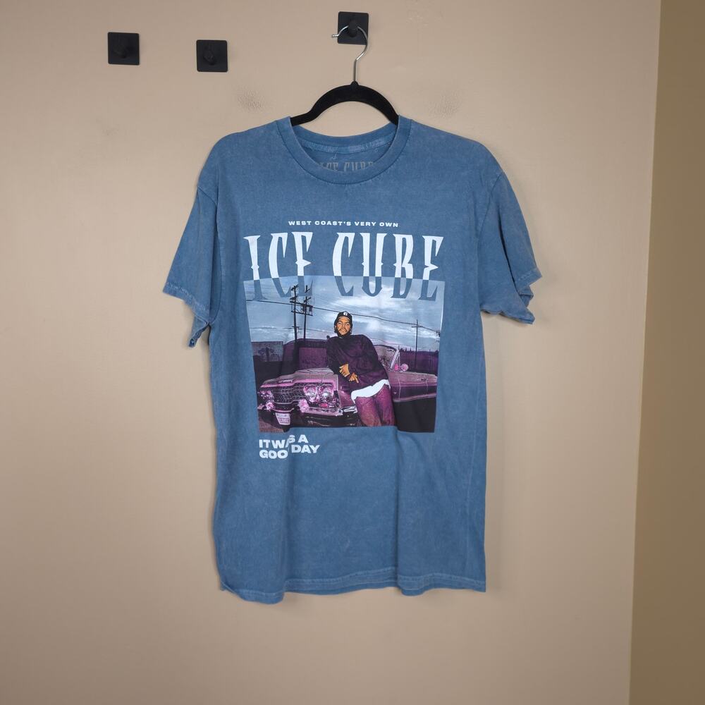 Ice Cube Today Was A Good Day Acid Wash Blue Unisex Short Sleeve Tee M